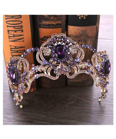 Yfe Wedding Bridal Crown Purple Retro Vintage Crowns and Tiaras for Women and Girls Prom Costume Headband