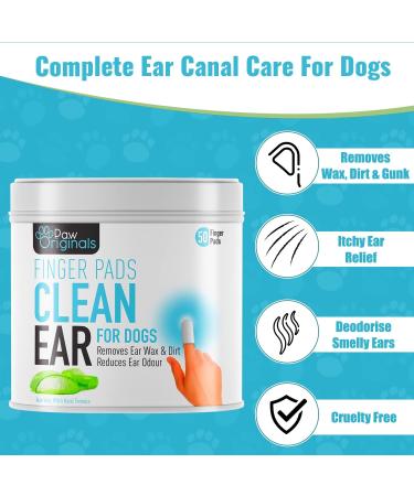 Dog Ear Wipes - Finger Pads | Stop Itching - Remove Dirt Wax & Clean Dirty Ears Easily | Aloe Vera & Witch Hazel Infused | 50 Dog Ear Cleaning Finger Wipes For Easy Cleaning Of Dogs Ears | UK BRAND - Buy Online on GoSupps.com