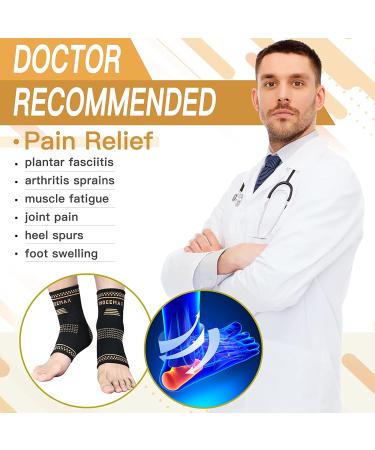 Copper Infused Compression Ankle Sleeve Support Pack of 2 for Men and Women - Medium Golden Black | Plantar Fasciitis, Sprained Ankle, Achilles Tendon Pain Relief - Ideal for Running, Exercise & Recovery - Buy Online on GoSupps.com
