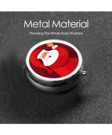 Cute Santa Claus Print Round Pill Box | 3 Compartment Portable Medicine Organizer for Travel & Vitamins - Buy Online on GoSupps.com