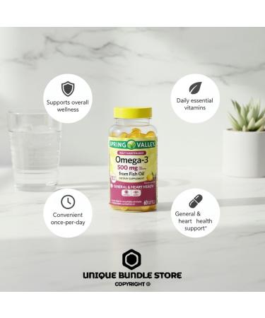 Omega-3 Fish Oil 500mg 60 Softgels Omega 3 Supplement for Men and Women Magnesio DHA EPA Daily Lemon Flavor Softgels Gluten Free (Pack of 2) - Buy Online on GoSupps.com