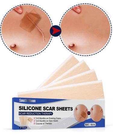 Silicone Scar Sheets 4pcs - Transparent Skin Friendly Self Adhesive - Cuttable for Scald Scars - 4 * 15cm - Buy Online on GoSupps.com
