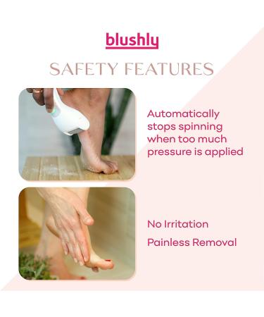 Blushly Rechargeable Foot Callus Remover - Electric + Interchangeable Heads - Smooth & Soft Feet - Heel Callus Remover - Buy Online on GoSupps.com
