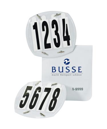 Busse start numbers OVAL bag 4-digit white elastic band