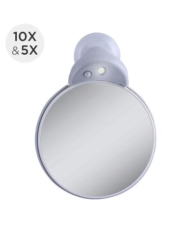 Zadro Dual-Sided 10X/5X Magnification LED Lighted Compact Travel Makeup Mirror - Gray/White - Buy Online on GoSupps.com