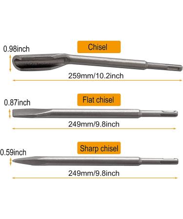 SDS Plus Hammer Drill Chisel Set  Rotary Hammer Bits Set Including Tile chisel  Grooving Chisel  Scrapping Chisel  Flat Chisel  Point Chisel  Scaling Chisel for Tile Masonry Concrete Brick Stone Work - Buy Online on GoSupps.com