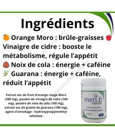  G n rique Meri.fr Capsules pack of 1 x 30 capsules with Apple Cider Vinegar and Morosil Natural effective and shipped from France! - Buy Online on GoSupps.com