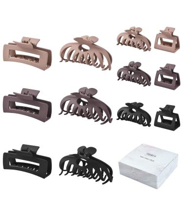 12 Pack Hair Claw Clips include 4.1 inch Large Clip and 2 inch Small Clip Claw Clips for Thick Thin Hair Strong Hold jaw clip Big Non-slip Matte Hair Clips for Women Neutral Colors
