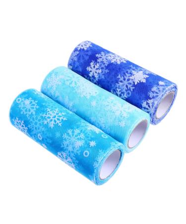 Abaodam 3 Rolls Snowflake Mesh Roll Blue Short Dress Craft Tulle Fabric Gauze Fabric Wedding Child Skirt