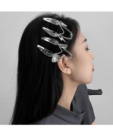 Set of 2/6 Gothic Halloween Barrettes Hair Clips with Chains Punk Hip Hop Style Hair Accessories (M A+B+C) M A+b+c - Buy Online on GoSupps.com