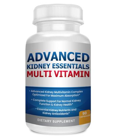 Advanced Kidney Essentials Multivitamin. Kidney Support Supplement for Complete Kidney Health. Kidney Health Supplement with Renal Vitamins 90 Caps 90 Count (Pack of 1)