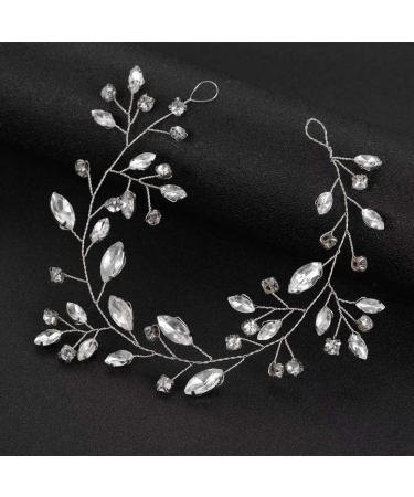 Caiguoer Bride Wedding Headpiece Crystal Hair Vines Silver Bridal Flower Pieces Hair Styling Accessories for Women and Girls - Buy Online on GoSupps.com