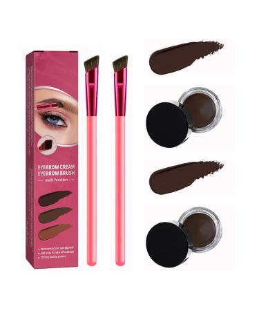 Eyebrow Brush Home Eyebrow Care Kit 4D Laminated 4D Laminated Brow Home-Grooming Kit 4D Hair Stroke Brow Stamp Brush with Eyebrow Cream (2*Taupe)