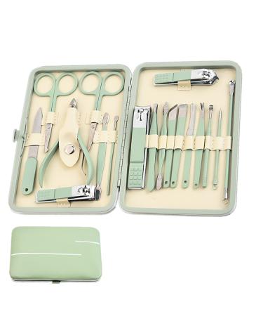 Manicure Set Mens Women Pedicure Set 18 In 1 Finger Nail Grooming Kit with Leather Travel Case Aceoce Manicure Set Professional Nail Clippers kit Pedicure Care Tools Mint Green