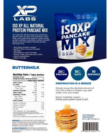 ISO XP Protein Pancake & Waffle Mix - Buttermilk Gluten Free 25g Protein - 500G - Buy Online on GoSupps.com