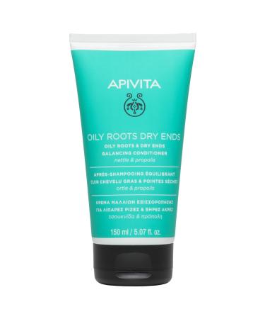 Apivita Conditioner for Oily Roots and Dry Ends for Men and Women - Balances Nourishes Hydrates Boosts Volume Repairs Damaged Hair Prevents Breakage & Split Ends - with Aloe & Vitamin E 5.07 Fl
