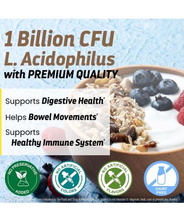 Dr s Hope Lactobacillus Acidophilus 1B CFU Probiotics for Digestive Health - Supports Digestive Health Immune Function and Overall Gut Health - 120 Veggie Capsules Made in The USA - Buy Online on GoSupps.com