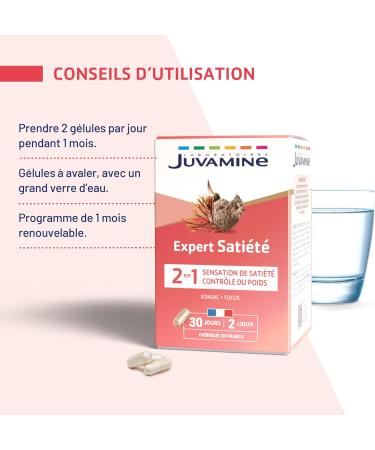 JUVAMINE - Expert Sati t 2-en-1 - Contr le du poids - Sensation de sati t - Konjac - Fucus - Programme 30 jours - 60 g lules - 2 g lules par jour - Fabriqu en France - Buy Online on GoSupps.com