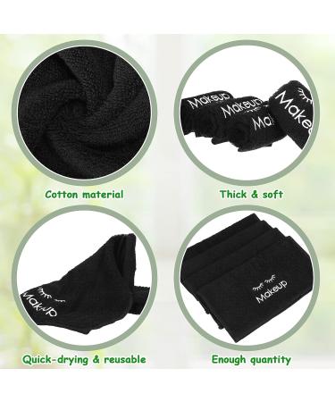Cute Style 12pc Black Cotton Makeup Towels 13x13 Inches - Reusable Facial Cleansing Wash Cloths for Women - Absorbent Makeup Remover Towels - Buy Online on GoSupps.com