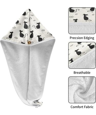 Shop Black Cat Dry Hair Cap - Quick Drying Towel Set with Button Headband | Super Absorbent & Comfortable for All Hair Types - Buy Online on GoSupps.com