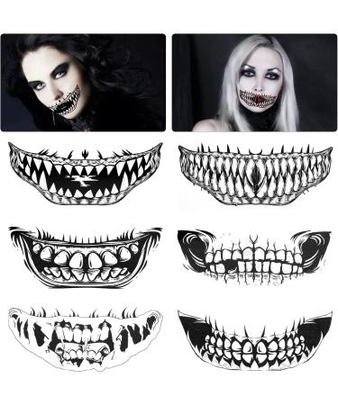 10 Sheets Halloween Face Temporary Tattoos Horror Clown Makeup Face Mouth Fake Tattoos Stickers for Women Men Kids Masquerade Halloween Party Favor Supplies - Buy Online on GoSupps.com
