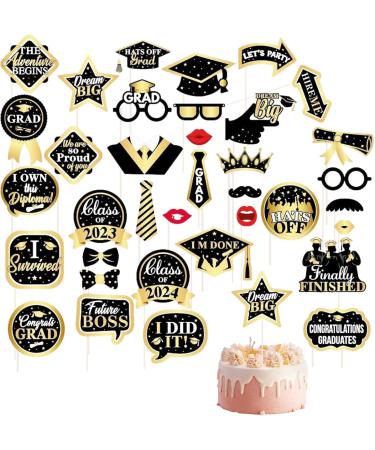 Graduation Cake Picks Grad Cap Cake Toppers Grad Cap Cupcake Picks Graduation Cap Diploma Cupcake Picks Graduation Cake Pick Decoration High School Neamou Black - Buy Online on GoSupps.com