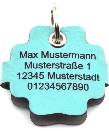 Copter Farm Dog Brand Bag - Engraved Art Leather & Real Leather Dog Collar | Custom Push Button | Turquoise Flower Design - Buy Online on GoSupps.com