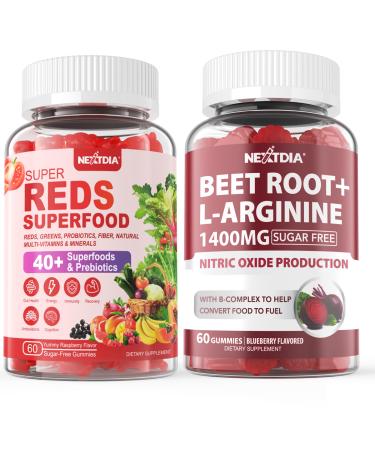 Nextdia 2 Pack Beet Root Gummies & Super Reds Gummies