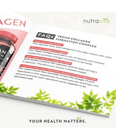 Nutravita Vegan Collagen 1000mg Superfood Blend - 180 Capsules - Zinc, Vitamin E & C - Skin Pigmentation Support - Made in UK - Buy Online on GoSupps.com