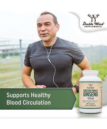 Korean Red Panax Ginseng 1000mg (4 Month Supply) 240 Capsules - Mood, Cognitive Function, Energy Support by Double Wood - Buy Online on GoSupps.com