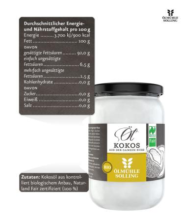  lm hle Solling Virgin Coconut Oil 500ml - Organic Naturland FAIR - Premium International Shipping - Buy Online on GoSupps.com