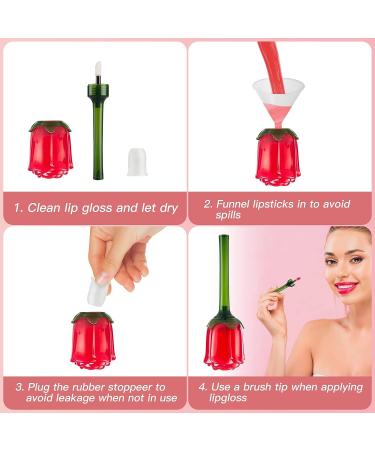 RONRONS 16pc 3ml Rose Flower Shape Lip Gloss Tubes - Red Refillable Balm Bottles for Girls & Women - Ideal Gift for Birthday or Valentine's Day - Buy Online on GoSupps.com