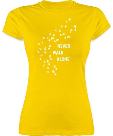 Shirtracer - Shirt Women - Gift for Dog Owners - Never Walk Alone Paw Prints 10 Yellow M