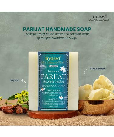 Nyassa Parijat Night Blooming Jasmine Soap - 150gm Handmade with Turmeric & Shea Butter | Paraben Free Cruelty Free Vegetarian - Shop Internationally - Buy Online on GoSupps.com