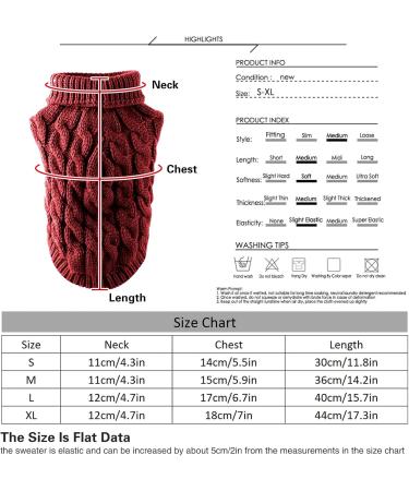 Dog Roll Collar Knitting Sweater - Winter Warmer for Small Medium & Large Dogs Puppies & Cats - Size M in Red - Buy Online on GoSupps.com