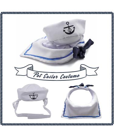 NAMSAN Pet Sailor Costume for Cats and Small Dogs - Halloween Navy Outfit with Sailor Hat and Tie Collar - Cosplay Apparel for Pets - Buy Online on GoSupps.com