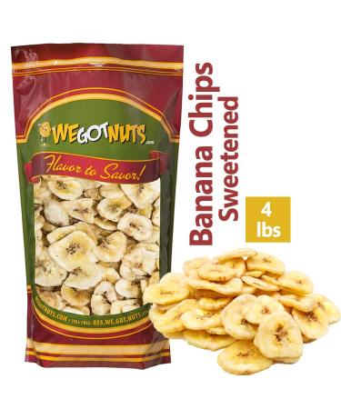 We Got Nuts Sweetened Banana Chips (4 Pounds) Sealed For Freshness - We Got Nuts