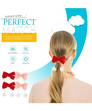 Beaupretty 2 Pairs Bow Hair Clips Furry Ball Hairpins Christmas Costume Hair Barrettes Hair Styling Tools for Girls Xmas Party Hair Accessories - Buy Online on GoSupps.com