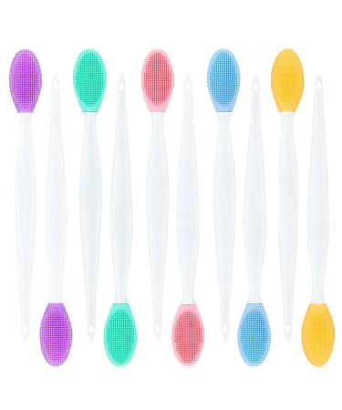 10 Pieces Lip Scrub Brush Silicone Exfoliating Colorful Lip Scrubber Double-Sided Soft Lip Brush for Lip Skin Smoothing Cleaning Lip Makeup Tools