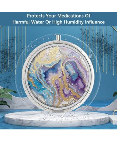 Portable 3-Compartment Pill Box | Decorative Metal Organizer for Pills & Vitamins | Unique Gift - Abstract Marble Design - Buy Online on GoSupps.com