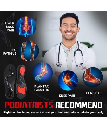 Buy 230+ lbs Plantar Fasciitis High Arch Support Insoles - Relief for Flat Feet & Achilles Tendonitis | Work Boot Shoe Inserts for Men & Women | S Size (Black - Buy Online on GoSupps.com