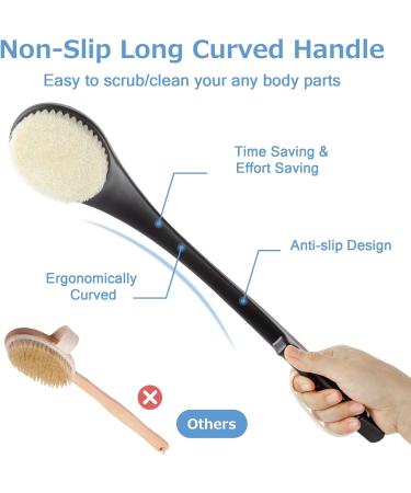 17 Never Mold Body Brush Back Scrubber for Men Women Elderly - Long Handle Exfoliating Dry Brush for Deep Exfoliation & Soft Glowing Skin (Black) - Buy Online on GoSupps.com