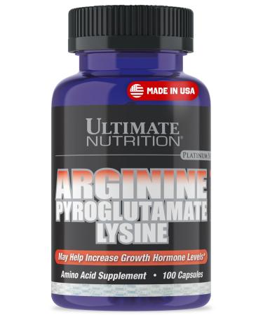 Ultimate Nutrition L-Arginine Supplements for Men & Women - Stacked Amino Acid Complex with Aginine, Pyroglutamate & Lysine - Support GH, Nitric Oxide Production & Optimal Blood Flow - 100 Capsules 100 Count (Pack of 1)
