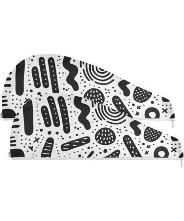 Buy Black Graffiti White Hair Towel 2 Pack - Super Absorbent Quick Dry Hair Turbans for Women & Girls - Buy Online on GoSupps.com