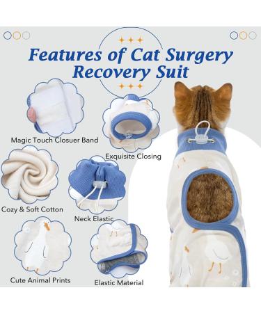 Dertrun Cat Surgery Soft Romper - Anti-Lick Abdominal Wound Suit for Male & Female Cats | Post-Surgery Recovery Collar Replacement (S Blue) - Buy Online on GoSupps.com