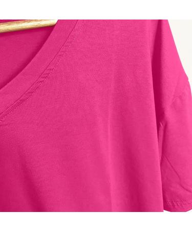 Shop Golatcr Summer Womens T-Shirt - Casual V-Neck Cotton Blouse Printed Tops in Red & Elegant Black | Plus Size Hot Pink XXL Available - Buy Online on GoSupps.com