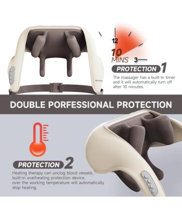 Neck Massager for Pain Relief | 5D Deep Tissue Kneading Massage Pillow with Heat - Ideal Gift for Women Moms & Dads | Beige - Buy Online on GoSupps.com