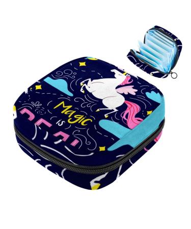 Storage bags for women's bandages unicorn blue portable menstrual pads panty lores tampons women's bandages storage holder for women school office