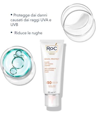 ROC Soleil-Protect Anti-Wrinkle Smoothing Fluid SPF50 50 ml - Buy Online on GoSupps.com