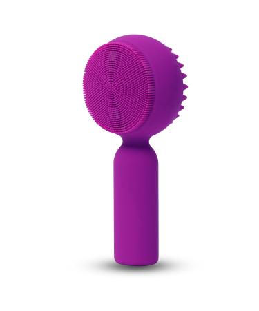 Silicone Facial Cleansing Brush 2 in 1 Silicone Facial Scrubber Manual Exfoliating Facial Brush Face Cleanser Face Exfoliator Ultrafine Bristles for Sensitive Skin Easy to Clean Lather Well (Purple))